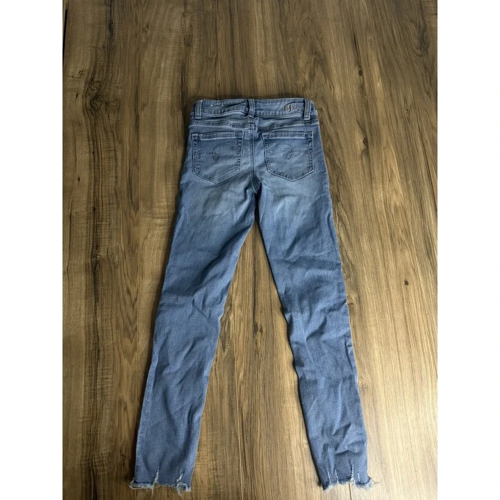 Justice Girls Size 12 Slim Mid Rise Super‎ Skinny Jeans Light Washed Blue Ripped